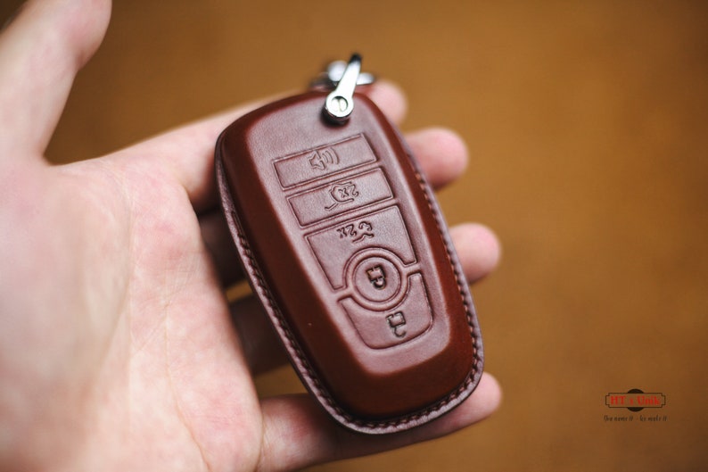 Fob Cover Case for Mustang Mach E 2021 2022 Leather Key Fob Cover Case Mustang Keychain Keyless Remote Holder Custom Stamping Horse Mustang image 2