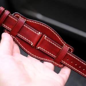 Leather Bund Strap, Bund Watch Band 16mm 18mm 20mm 22mm 24mm, Leather Watch Band, Leather Watch Strap, apples Watch Band, Cuff Band Strap