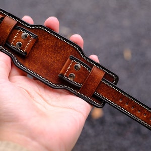 Leather Bund Strap, Bund Watch Band 16mm 18mm 20mm 22mm 24mm, Leather Watch Band, Leather Watch Strap, Biker Bund Watch Band Cuff Band Strap
