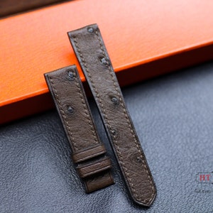 Brown Ostrich Leather Watch Band Strap 24mm 22mm 21mm 20mm Ostrich Leather Watch Band 19mm 18mm 16mm Luxury Ostrich Leather Strap Men Women