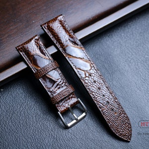 Genuine Ostrich Foot Leather Watch Band Strap 24mm 22mm 21mm 20mm 19mm 18mm 16mm Brown Ostrich Leather Watch Band. Luxury Ostrich Strap Men
