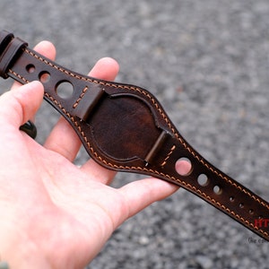 Leather Bund Strap with Rally holes, Bund Watch Band 16mm 18mm 19mm 20mm 22mm 24mm, Leather Watch Band, Leather Watch Strap, Cuff Band Strap