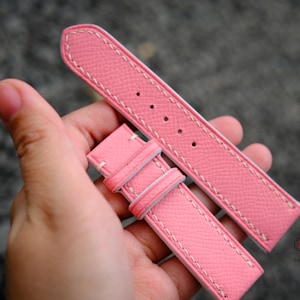 Cute Pink Epsom Leather Watch Band, Epsom Watch Strap 24mm 22mm 21mm 20mm 19mm 18mm 16mm men women, apples Strap 38mm 40mm 42mm 44mm