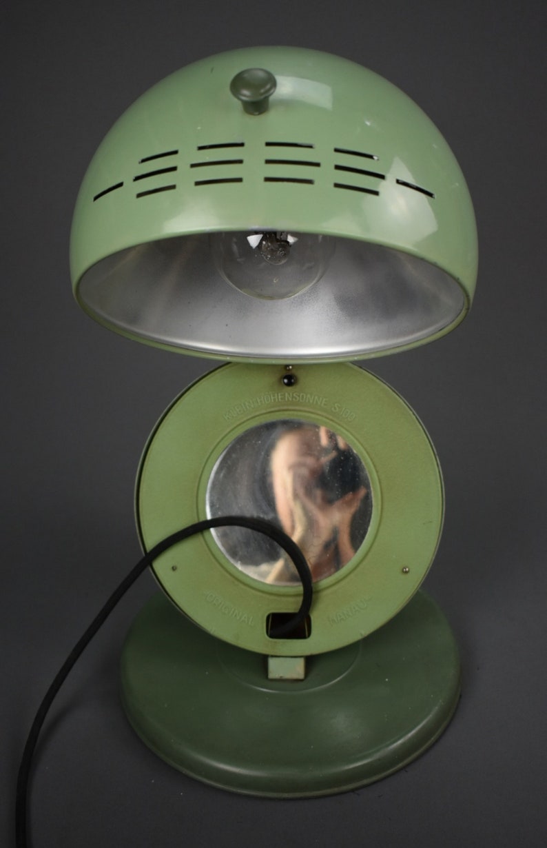 Vintage Green Medical Bauhaus Table lamp from 1930,Industrial Still Klein Hohensonne S 100 Original Hanau Light,Vintage Decor Lamp, MCM zdjęcie 8