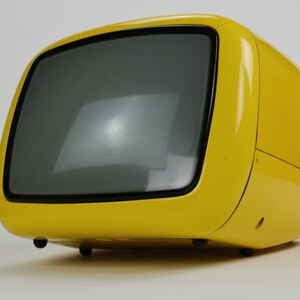 Space Age Yellow Portable Tv, Iskra Minirama, Vintage Home Decor, Retro Tv, MCM, MOMA New York, Iskra Tv, Minirama Tv, Retro Decor, Vintage image 2