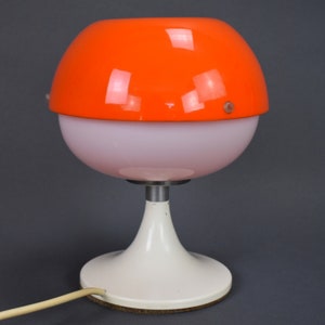 Space Age Orange Table Lamp, Vintage Plastic Light, Atomic Design Light, Yugoslavia from 1970&#39;s, Mid Century Plastic White Lamp, Retro Lamp