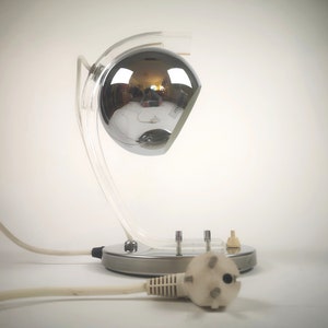 Vintage Table Lamp by Meblo for Guzzini, Space Age Nightstand Lamp, Mid Century Eyball Light, Atomic Age Design Lamp, Yugoslavia 70s, Retro