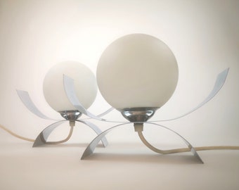 Vintage Table Lamp Pair, Vintage Desk Lamp, Retro Light Set of 2, Badside Lamp Pair, Globe Lamp, Space Age, Yugoslavia 70s, MCM, Atomic