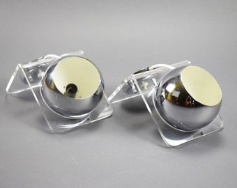 Pair of Vintage Guzzini Eyball Wall Lamps by Meblo, MCM Sconce, Guzzini Sconce, 70's Lighting, Nightstand Meblo Light, Meblo Pair Light