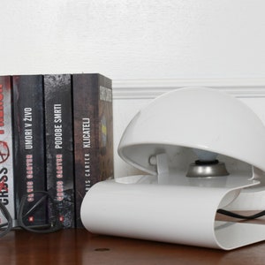 Vintage Meblo Guzzini White Table Lamp/ Bugia Nighstand Light by Giuseppe Cormio Design/ 70's Space Age Lamp/ Atomic White Table Lamp/ MCM