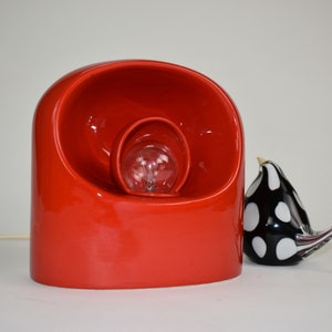 Seltene Mid Century Rot Keramik Lampe von Marcello Cuneo, Italien Design Licht, Tischlampe aus den 1960er Jahren, Vintage Keramik Lampe, MCM Handgemachtes Licht