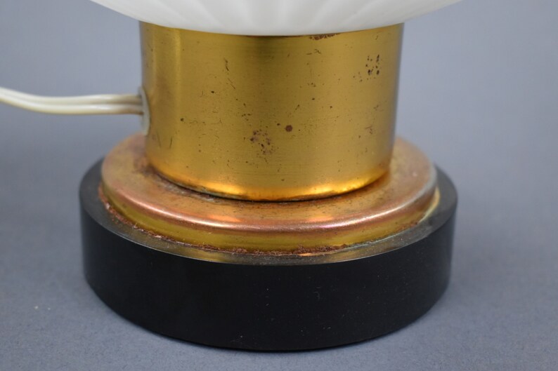 Vintage Milk Glass Nightstand Lamp, Lampion Shade, Retro Nightstand