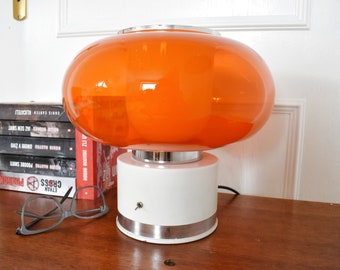 Vintage Space Age Orange Glass Lamp, Mid Century Modern Yugoslavia