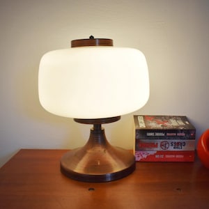 Vintage Table or Floor Lamp/ Retro Nightstand Lamp/ MCM Light Fixture/ Mushroom Table Lamp/Space Age 1980's Lamp/ Cooper and Glass Light