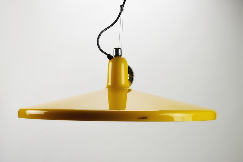 Vintage Meblo Guzzini Manta Hanging Lamp, Disc Shape Atomic Light, UFO Hanging Lamp, Space Age Design Light, 1970's Light, Franco Bresciani zdjęcie 6