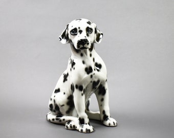 Italian Ceramic Dalmatian Dog Figure, Vintage Ceramic Dog Statue, Mid Century Ceramic Sitting Dog Statue, Dalmatian Dog Figurine, Vintage 60