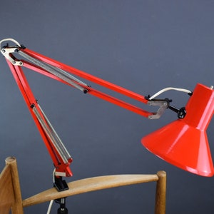 Vintage Red Arhitect Desk Lamp, Industrial Scandinavian Style Red Light, You from 1970&#39;s, Red Angelpise Table Lamp, Retro Red Table Lamp