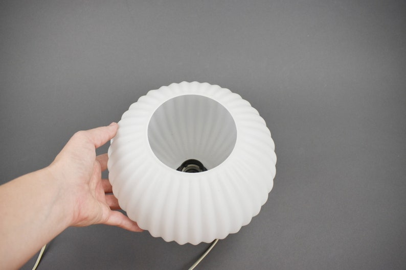 Vintage Milk Glass Nightstand Lamp, Lampion Shade, Retro Nightstand