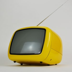 Space Age Yellow Portable Tv, Iskra Minirama, Vintage Home Decor, Retro Tv, MCM, MOMA New York, Iskra Tv, Minirama Tv, Retro Decor, Vintage image 1