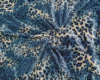 Tela de terciopelo con estampado de tigre, tela de poliéster de terciopelo de color azul, tela de terciopelo para vestidos de novia