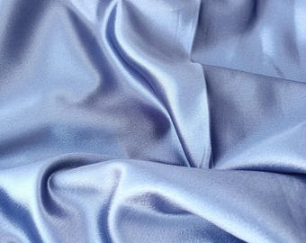 Tela de satén azul hielo, tela de poliéster satinada de seda azul grisácea, seda sintética, tela de satén de seda para vestidos de novia.