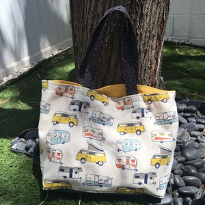 Handmade tote bag – Camping and campervans!