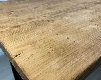 Rustic Chunky Solid Wood Industrial Oak Colour Table Top  only Kitchen Dining Handmade