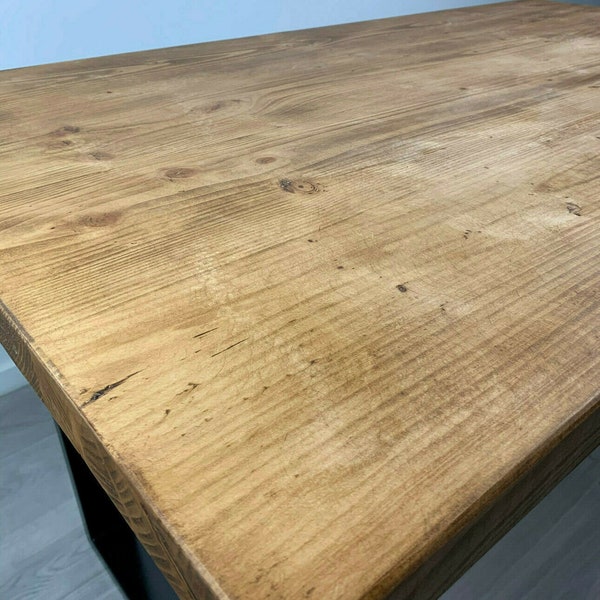 Rustic Chunky Solid Wood Industrial Oak Colour Table Top  only Kitchen Dining Handmade