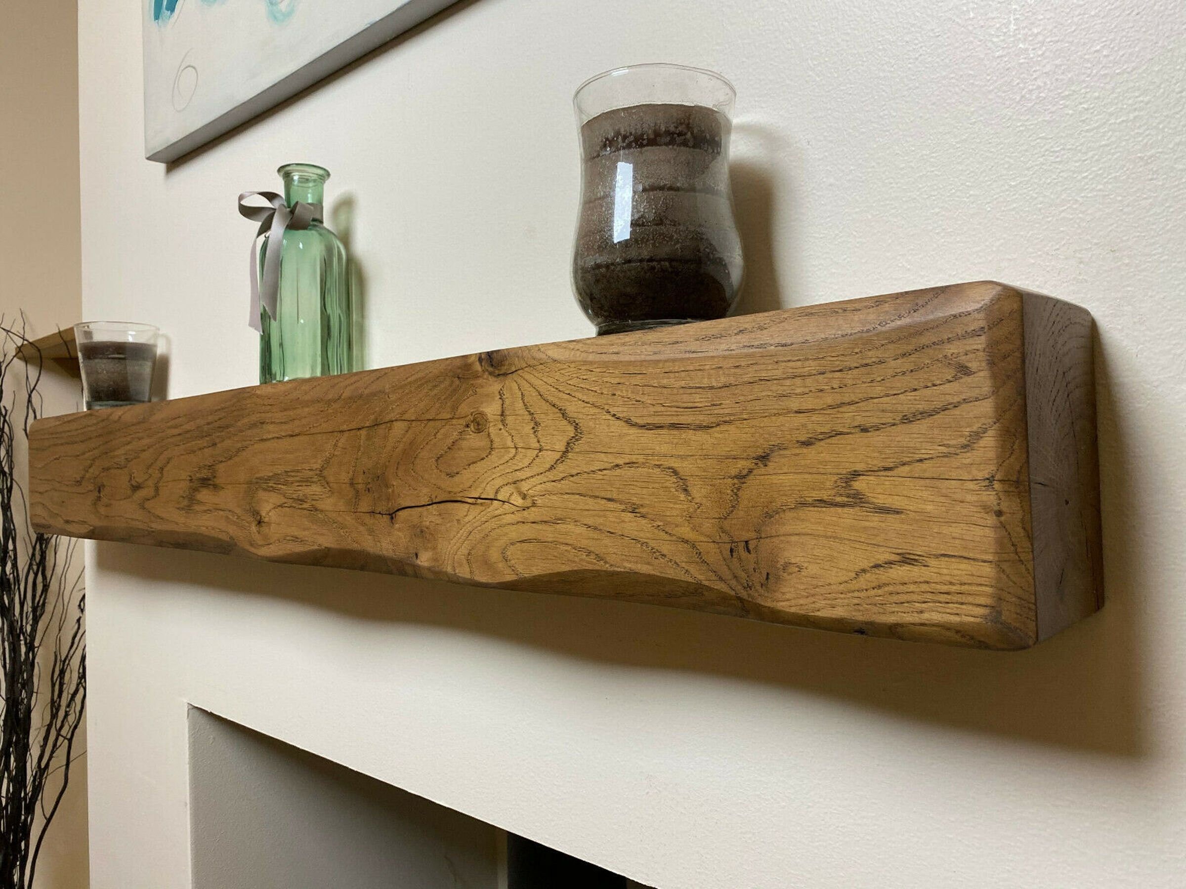 Solid Oak Beam Fireplace Mantel Floating Shelf Fireplace - Etsy Singapore