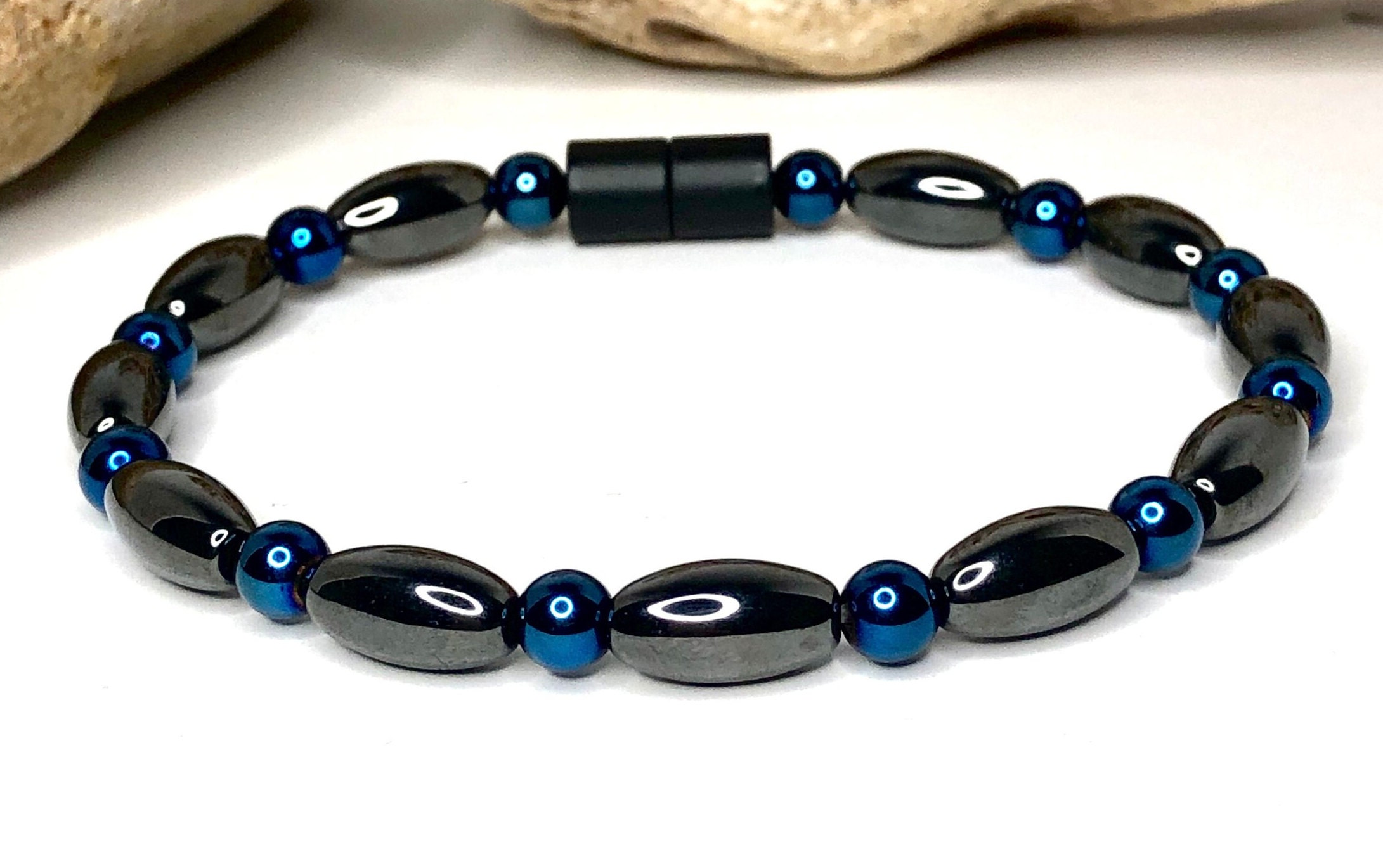 SUNSLL Elastic Rope Hematite Bracelet Hip-hop Natural Stone Black Round  Beads Yoga Healing Bracelets Party Jewelry For Men - AliExpress