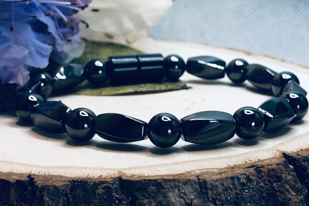 Healing Bracelet Hematite Bracelet With Black High Etsy