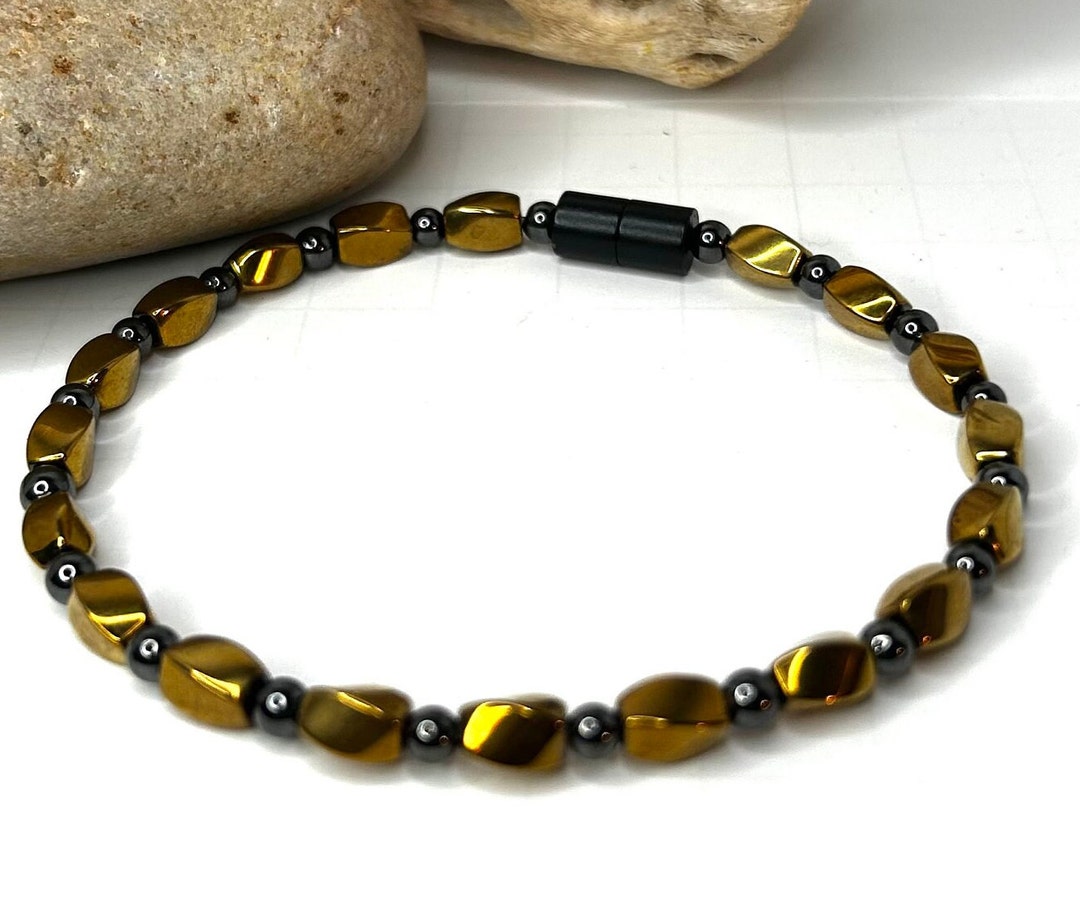 Ankle Bracelet, Men, Women, Gold Hematite Ankle