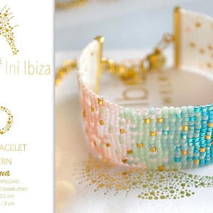 Loom bracelet pattern “Palma” for Miyuki Delica 11/0, PDF beading pattern (digital download), beadloom pattern with colour gradient