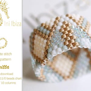 Beaded ring pattern “Britta” for Peyote – immediate PDF digital download, the pattern is very easy to follow, Ini Ibiza design