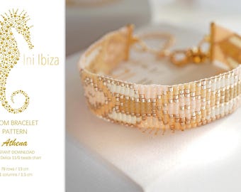 Loom bracelet pattern “Athena” for Miyuki Delica 11/0, PDF beading pattern (digital download), easy to follow Ini Ibiza beadloom pattern