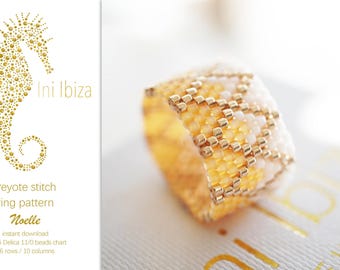 Beaded ring pattern “Noelle” for Peyote – immediate PDF digital download, the pattern is very easy to follow, Ini Ibiza design