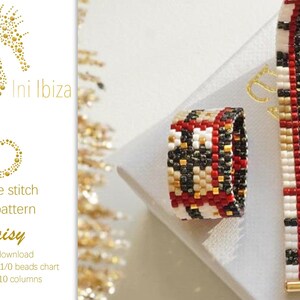 Beaded ring pattern “Daisy” for Peyote – immediate PDF digital download, the pattern is very easy to follow, Ini Ibiza design