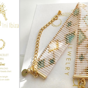 Perlenweb-Armband Muster ,,Charlène“ – Loom Pattern für Miyuki Delica 11/0 | PDF Anleitung (Digitaler Download), zartes grafisches Muster