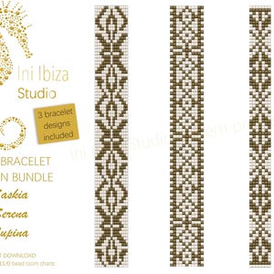 Bundle of 3 loom bracelet patterns “Sakia”,"Serena" and ,,Supina" for Miyuki Delica 11/0,PDF (digital download), identical beads, 2 colours