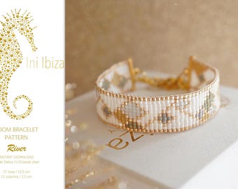 Loom bracelet pattern “River” for Miyuki Delica 11/0, PDF beading pattern (digital download), easy to follow pattern, Ini Ibiza design