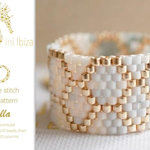 Perlenring-Muster „Bella“ – Anleitung für gefädelten Ring (Peyote), PDF-Anleitung,digitaler Download für einen Ring aus Miyuki Delica Perlen