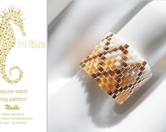Beaded ring pattern “Noelle” for Peyote – immediate PDF digital download, the pattern is very easy to follow, Ini Ibiza design
