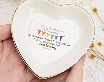 Personalized Pride Ceramic Ring Dish, LGBTQ Wedding Gift