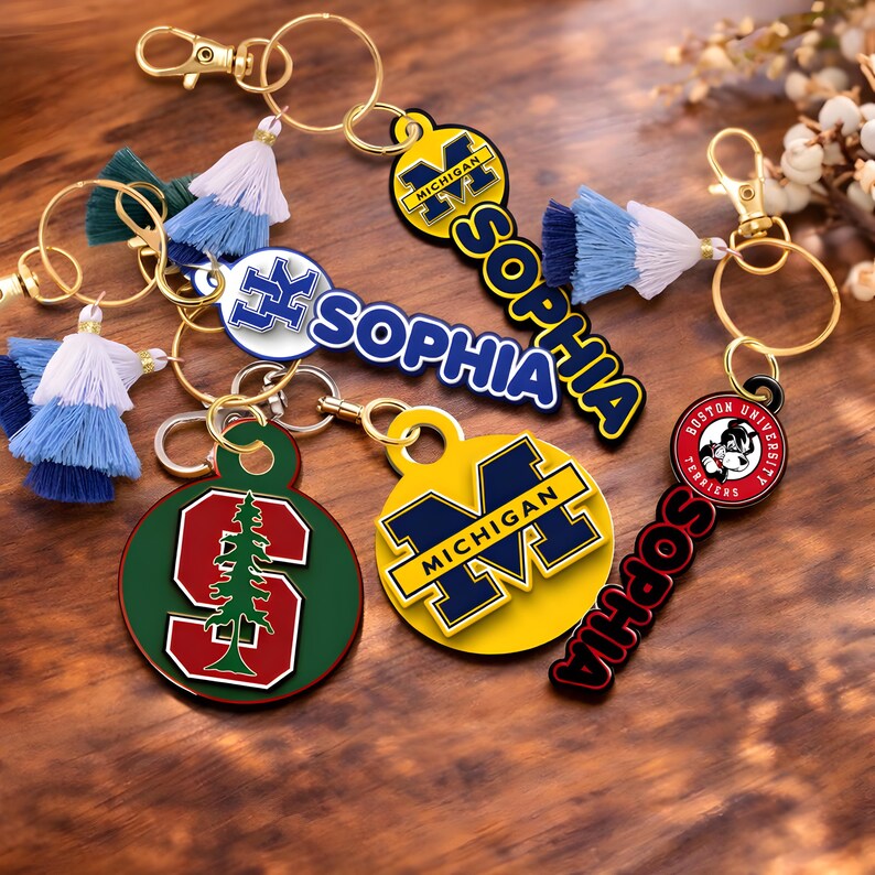 Personalized Graduation Keychain, Custom Name, College Logo, Acrylic ...