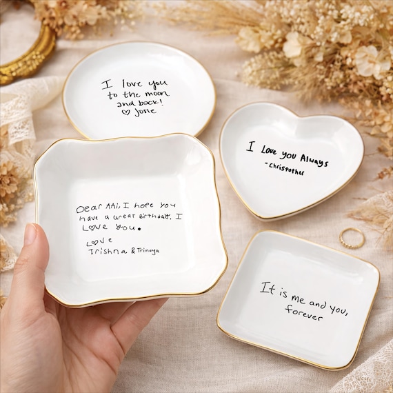 Handwritten Note Jewelry Dish Gift, Custom Handwriting Gift, Daughter Wedding Gift, Unique Keepsake For Mom, Gift For Wife, Grandma Keepsake