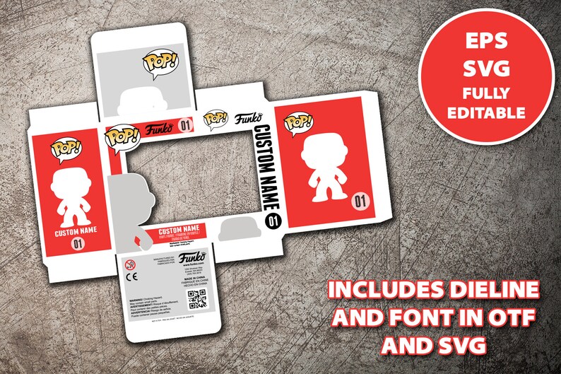 Funko Pop Box Dieline Funko Pop Template Box In SVG Funko Box Editable 