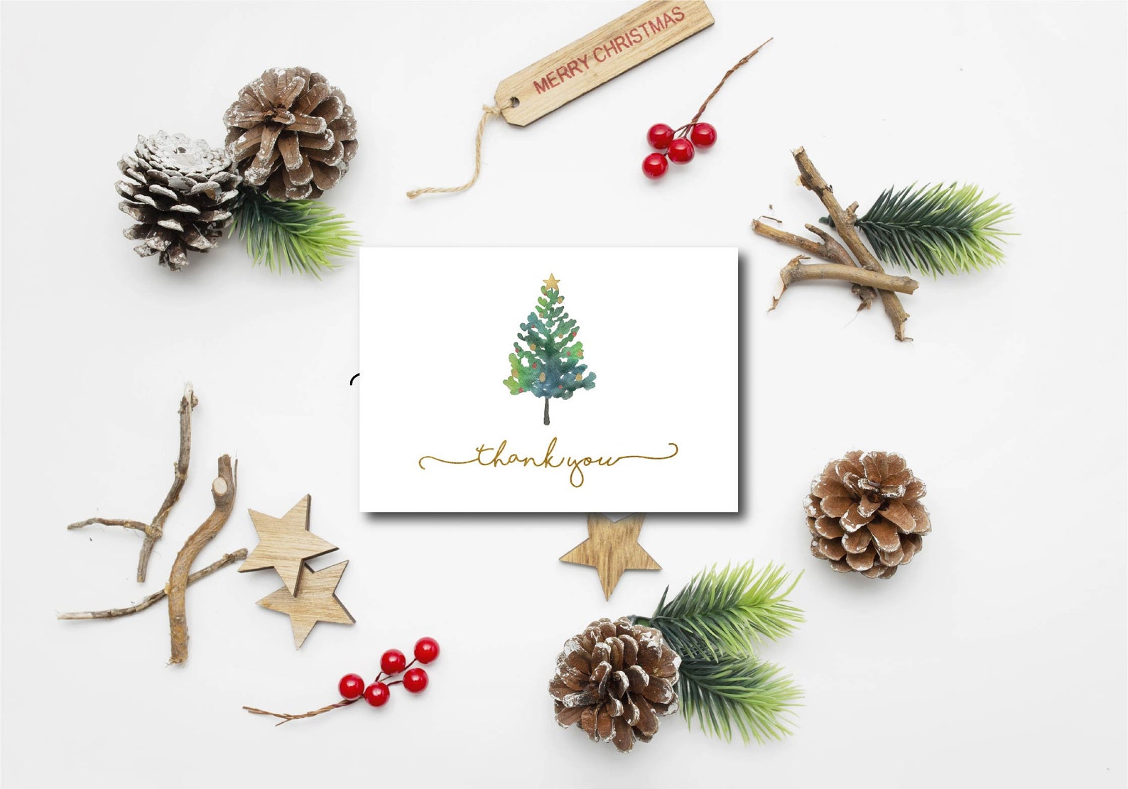 Thank You Card Christmas Thank You Holiday Thank | Etsy