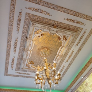 Embroidered Decorative Plastic Wall and Ceiling Bordure Brown, Gold, Silver, Bronze, White&golden, Paintable - 10 Pieces Packaged