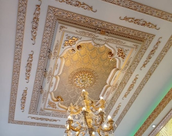 Embroidered Decorative Plastic Wall and Ceiling Bordure Brown, Gold, Silver, Bronze, White&golden, Paintable - 10 Pieces Packaged