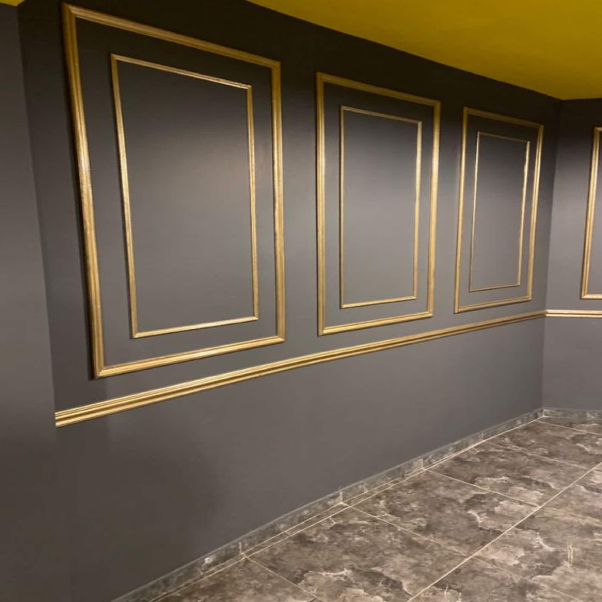 Gold Wall Trim, Wall Tile Design Wall Trim Set Pre-cut decorative panels (1,57 inc)